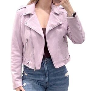 Molly Bracken Faux Suede Purple Moto Jacket